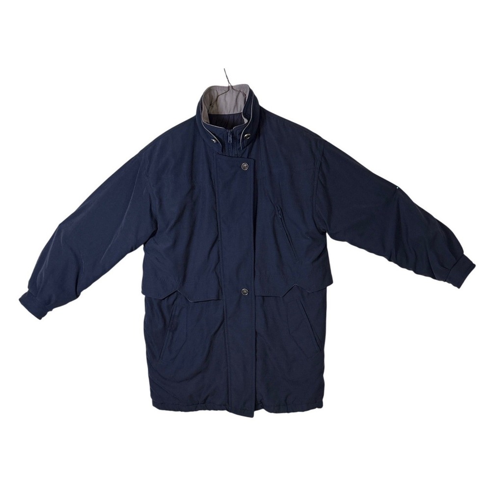 Izzi Activewear Mens Navy Blue Insulated Parka Jacket Medium Full Zip Pockets